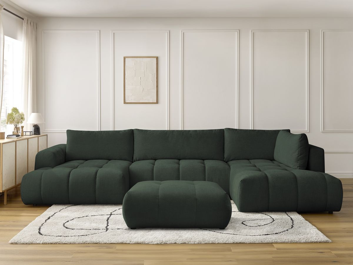Bobochic Fuji Wohnlandschaft mit Pouf Stoff Grün Ecke links
