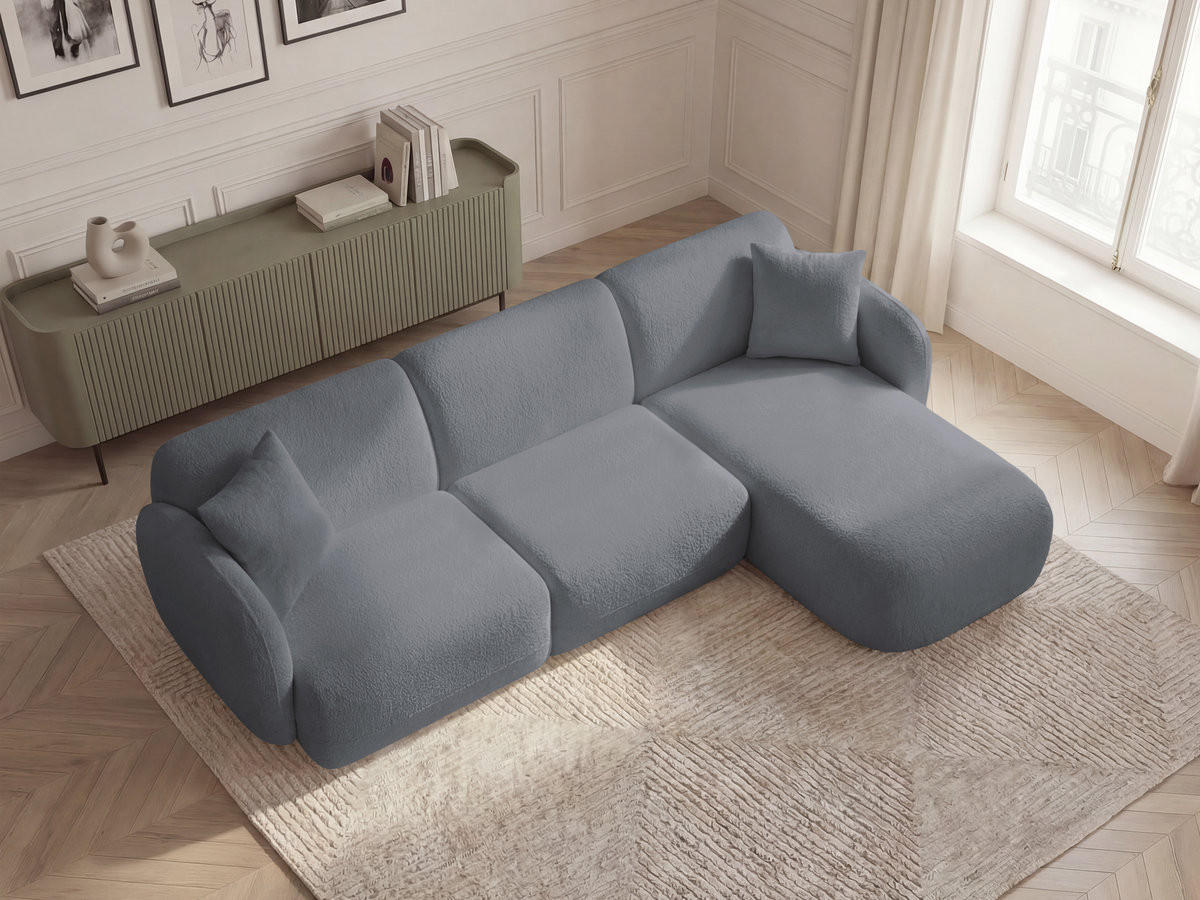 Bobochic Anda Ecksofa 292 × 163 cm Chenille Grau Ecke rechts