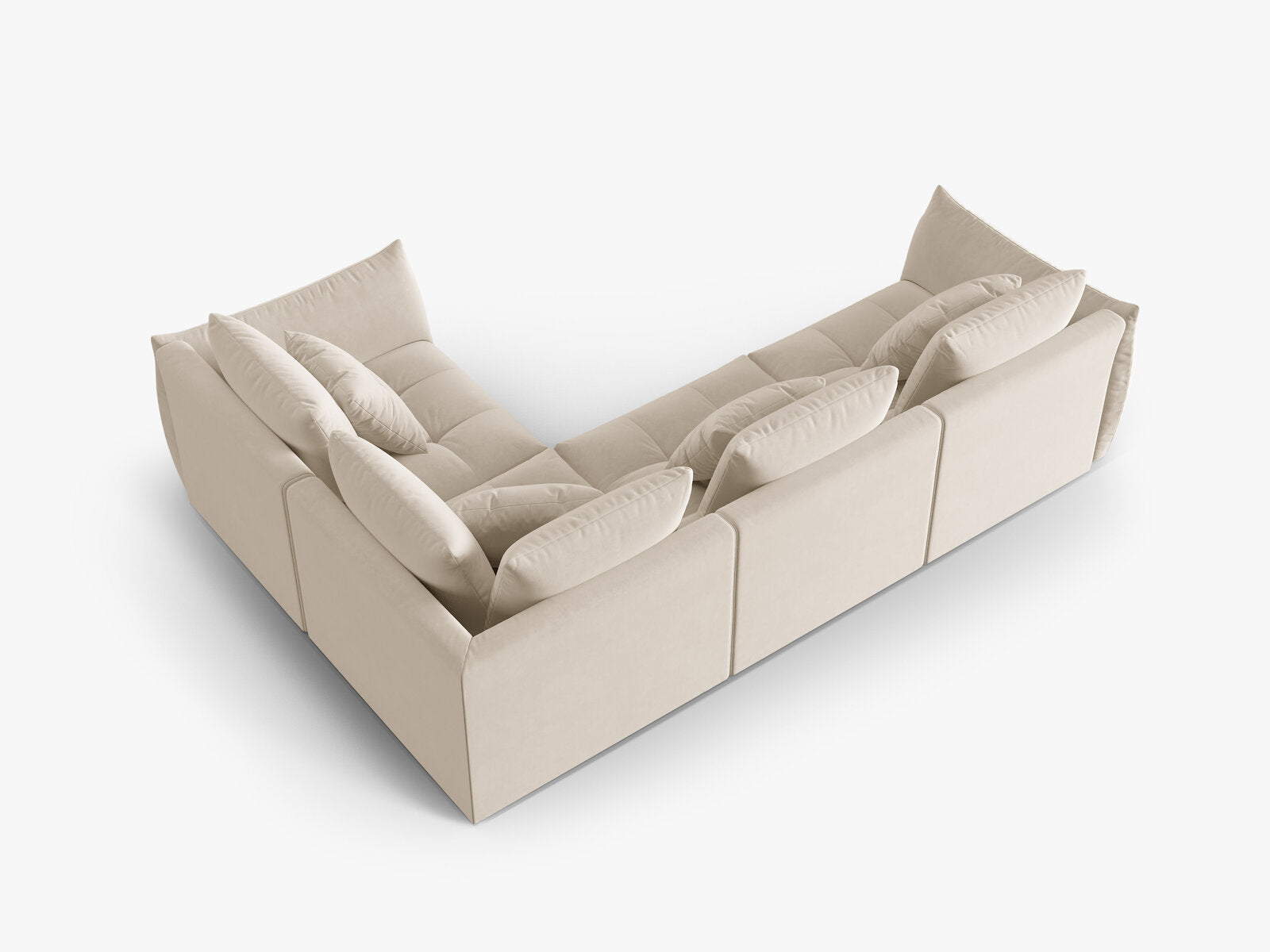 Micadoni Ecksofa Bloom 4-Sitzer Rechts Samt Ecru