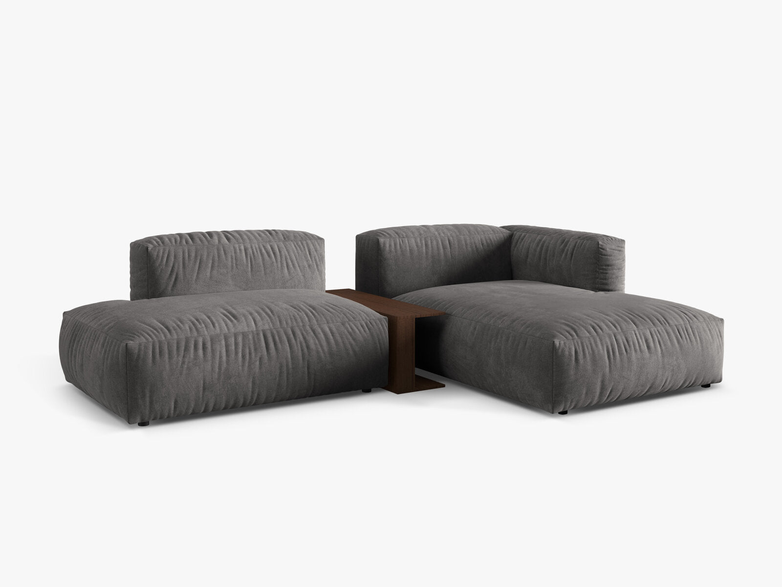 Micadoni Ecksofa Martina 2-Sitzer mit Couchtisch Rechts Samt Grau