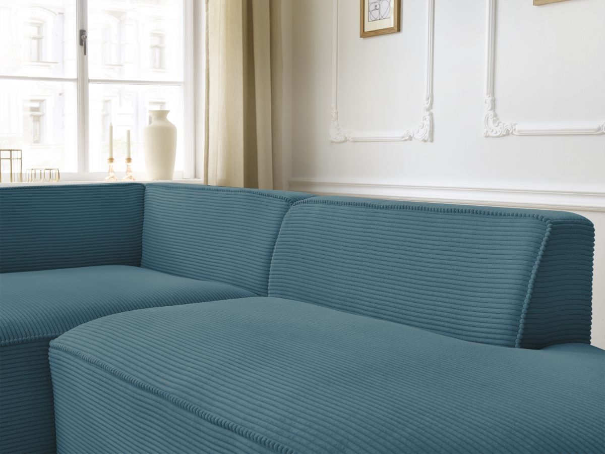 Bobochic Rousseau Ecksofa Cordsamt Dunkelblau Ecke links