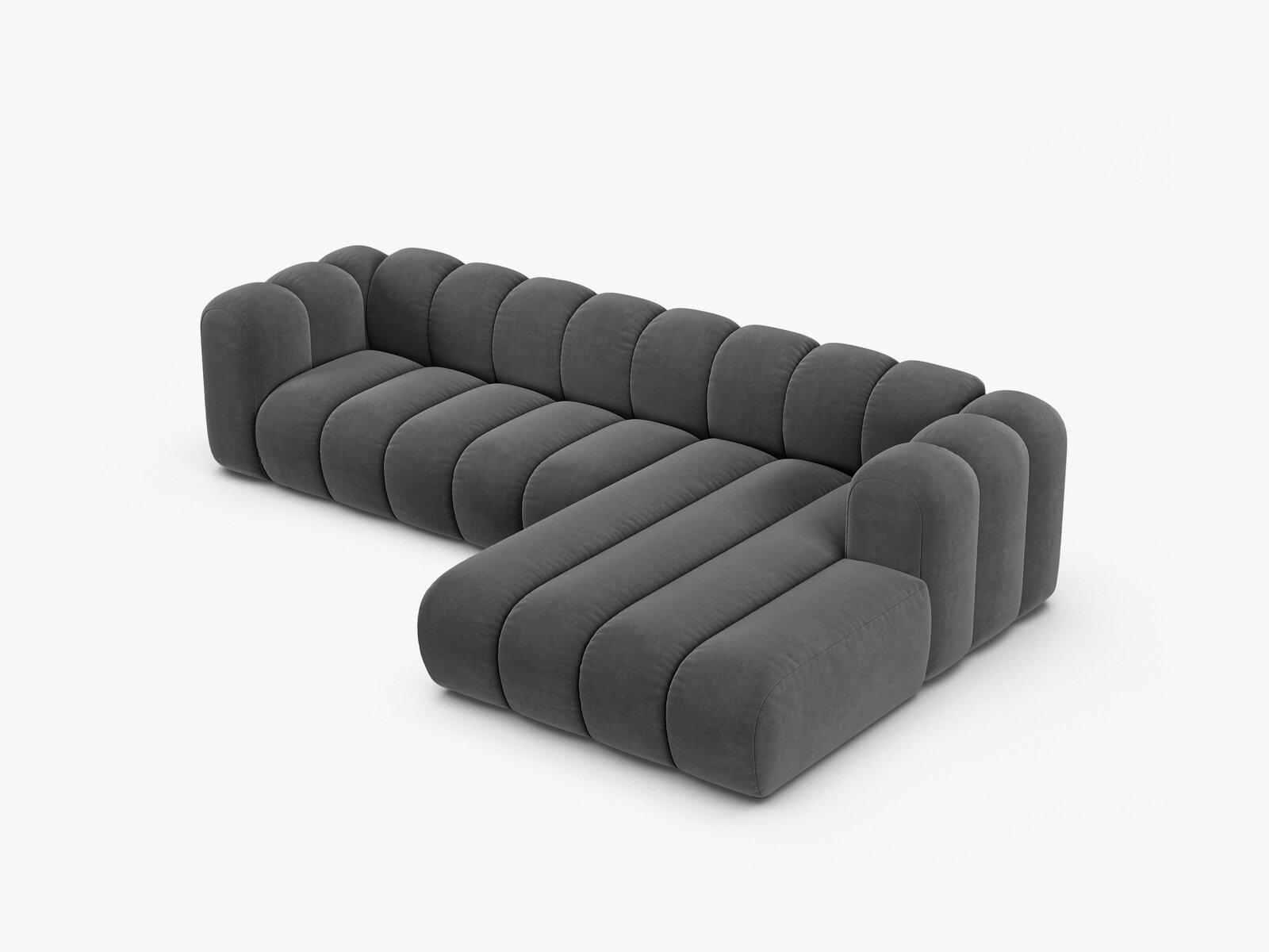 Micadoni Modulares Ecksofa Lupine 4-Sitzer Samt Venus Grau Rechts