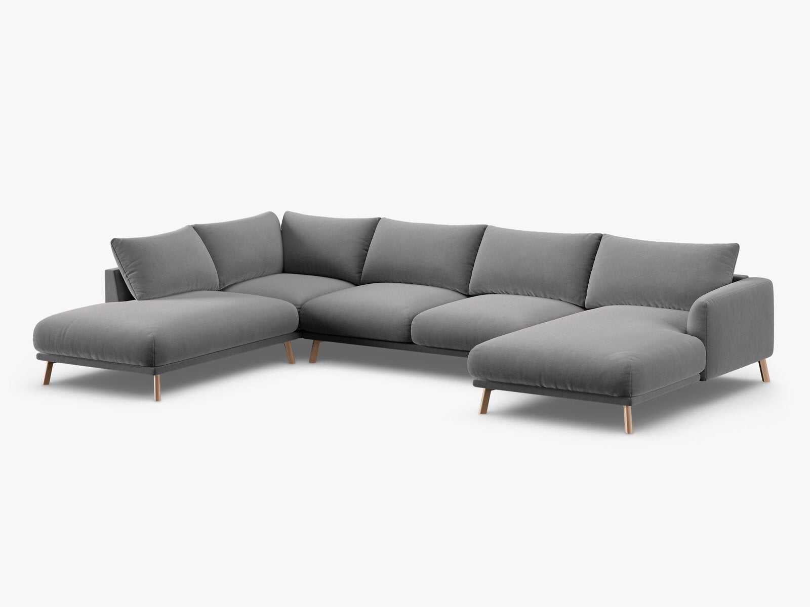 Micadoni Panorama Ecksofa Naomi 6-Sitzer Links Samt Salvador Grau
