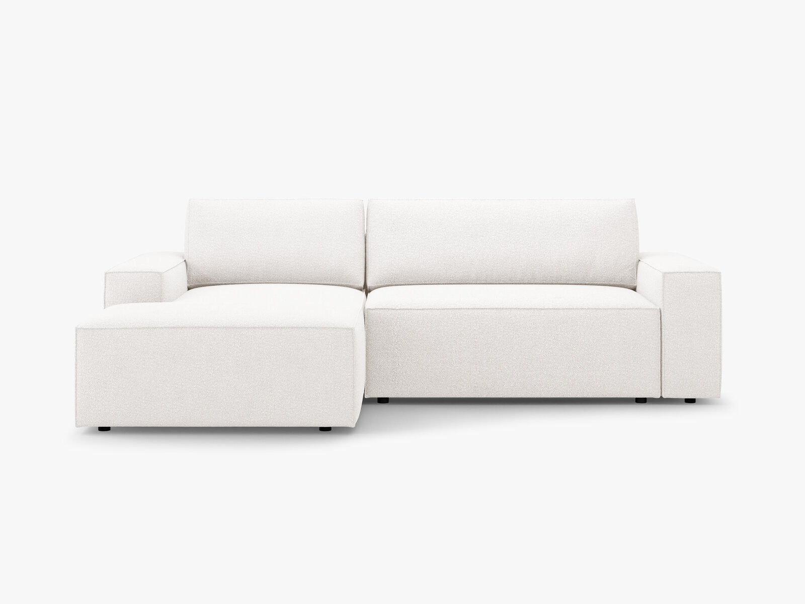 Micadoni Schlaf-Ecksofa Jodie 3-Sitzer Links Boucle Weiß