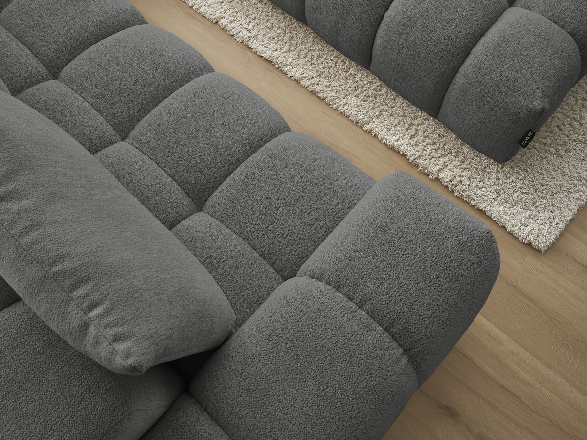 Bobochic Everest Ecksofa mit Schlaffunktion und Pouf, 4 Kissen Melange-Stoff Dunkelgrau Ecke rechts