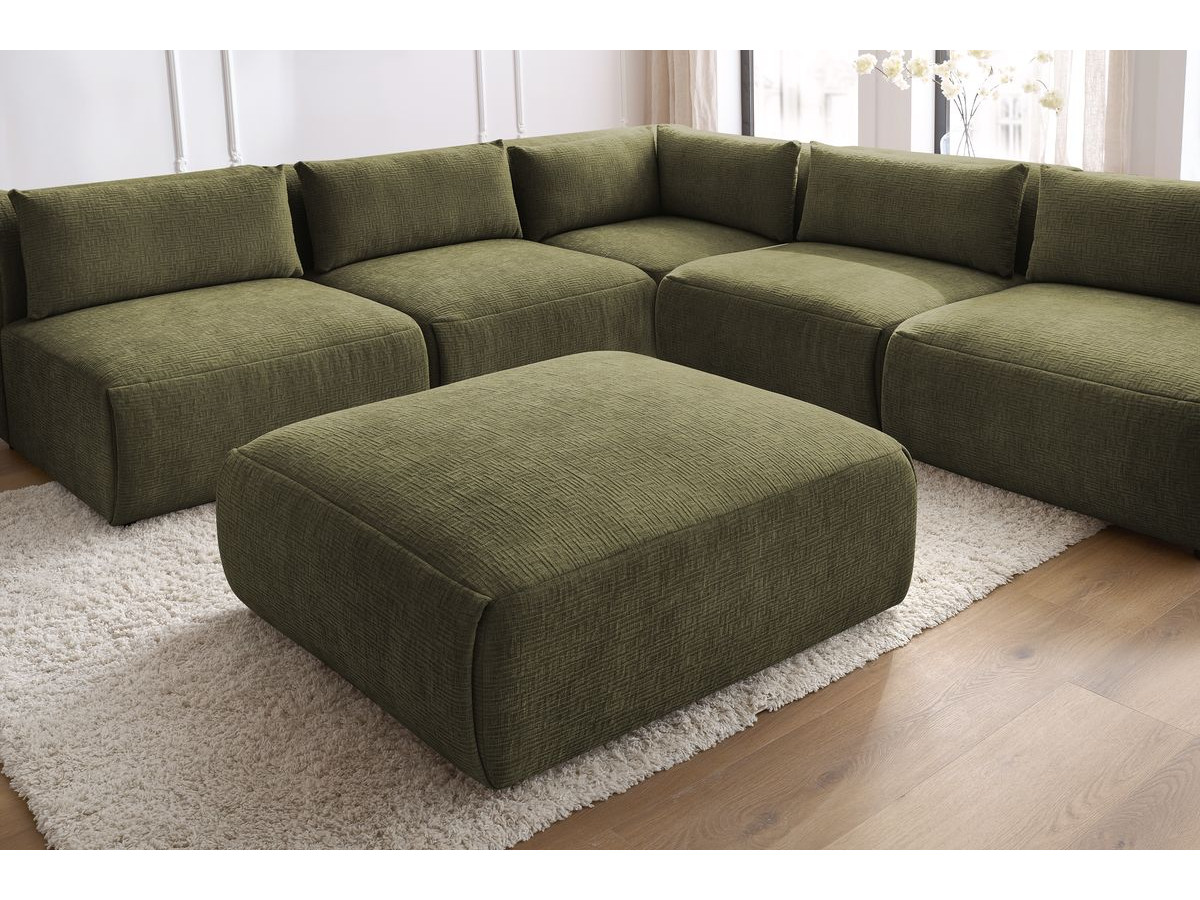 Bobochic Jeanne Ecksofa mit Pouf Strukturstoff Grün