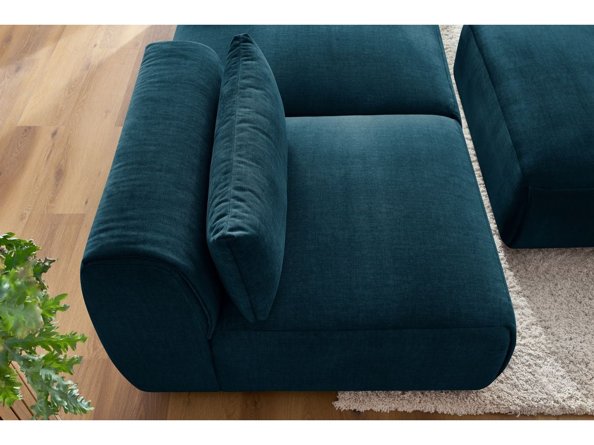 Bobochic Jeanne Sofa 4-Sitzer mit Pouf Samt Dunkelblau