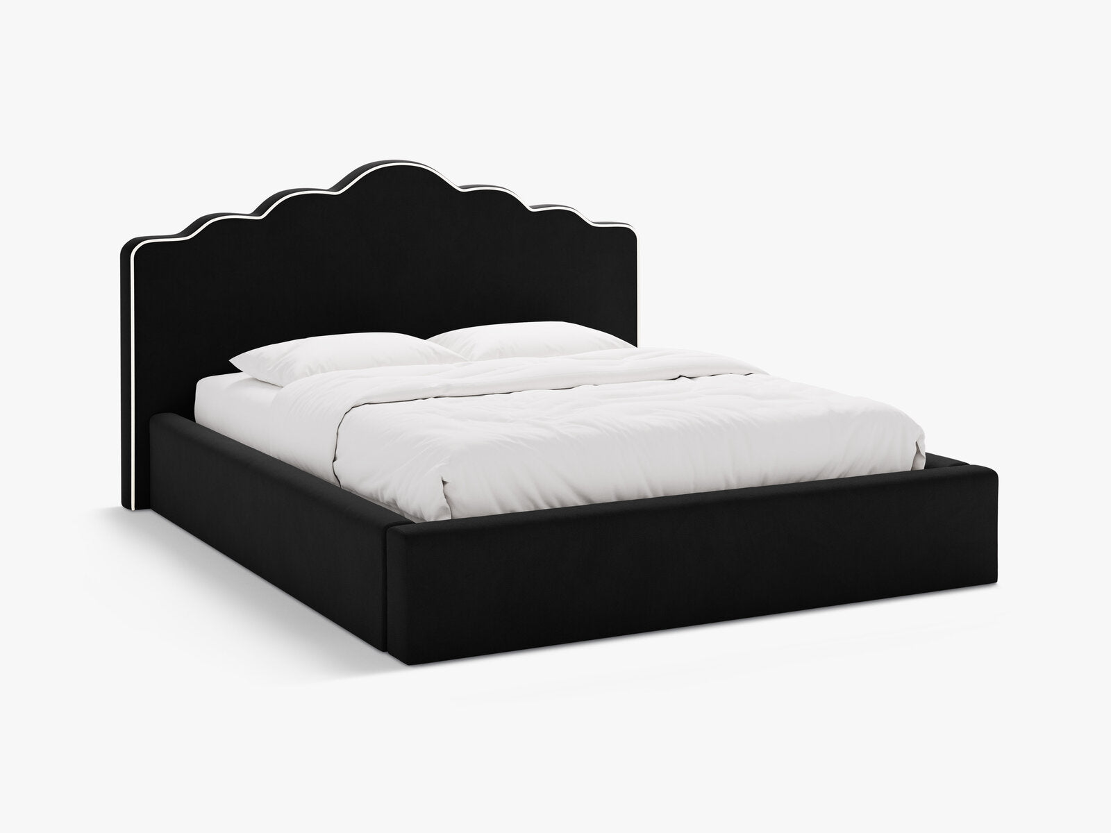 Micadoni Dream Samtbett mit Bettkasten und Kopfteil Samt Magic Velvet Elfenbein / Schwarz 160x200