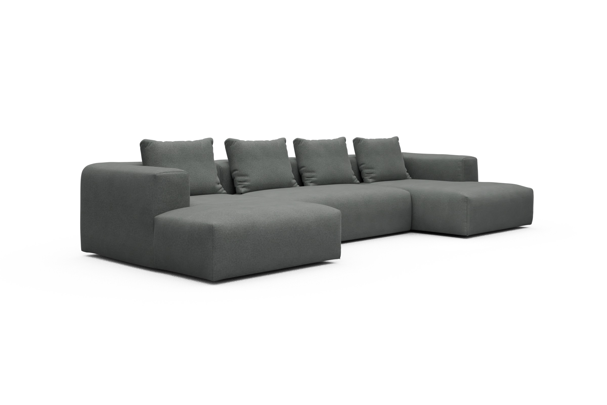 Wohnlandschaft Fred mit 2-Sitzer und Chaiselongue beidseitig Satya-Steel