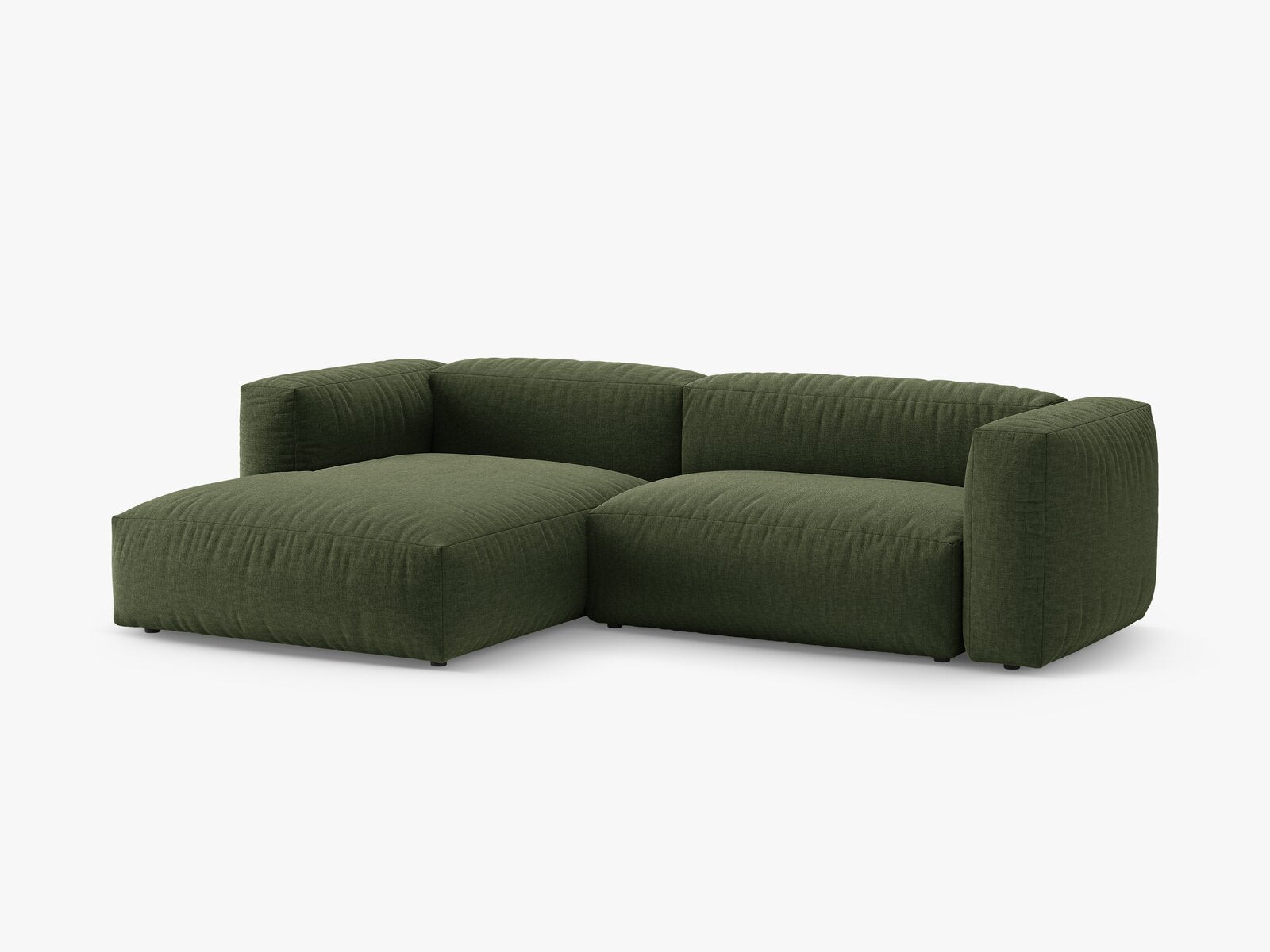 Micadoni Martina Ecksofa 4-Sitzer mit Schlaffunktion Links Strukturierter Stoff Boston Grün