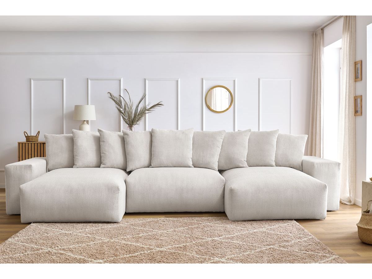 Bobochic Voltaire Wohnlandschaft 420 × 165 cm Cordsamt Beige