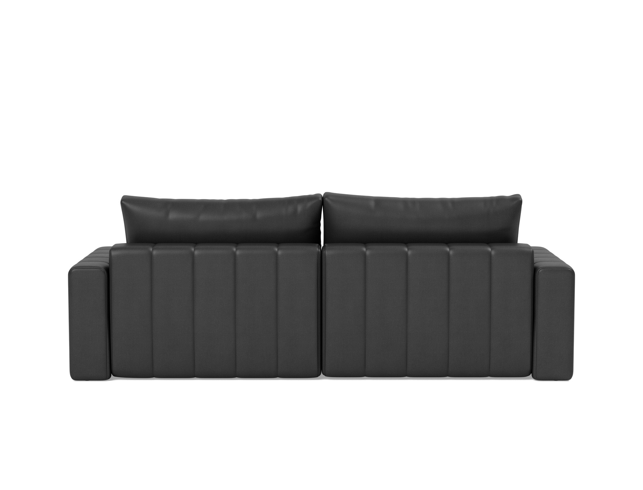 Schlafsofa Akello mit Chaiselongue und Armlehnen Lederoptik Faunal 550-Black