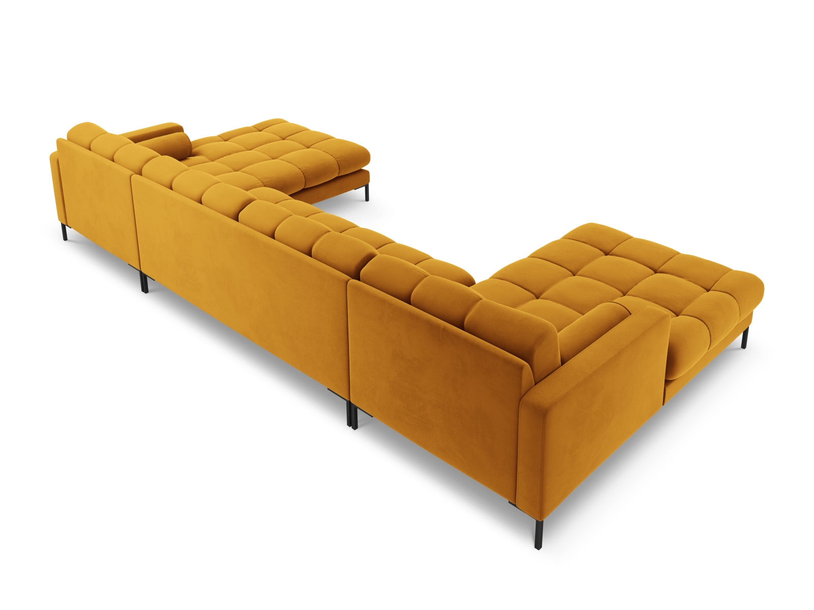 Cosmopolitan Design Panoramasofa Bali 7-Sitzer 383 cm Samt Bluvel Gelb Beine Schwarzes Metall