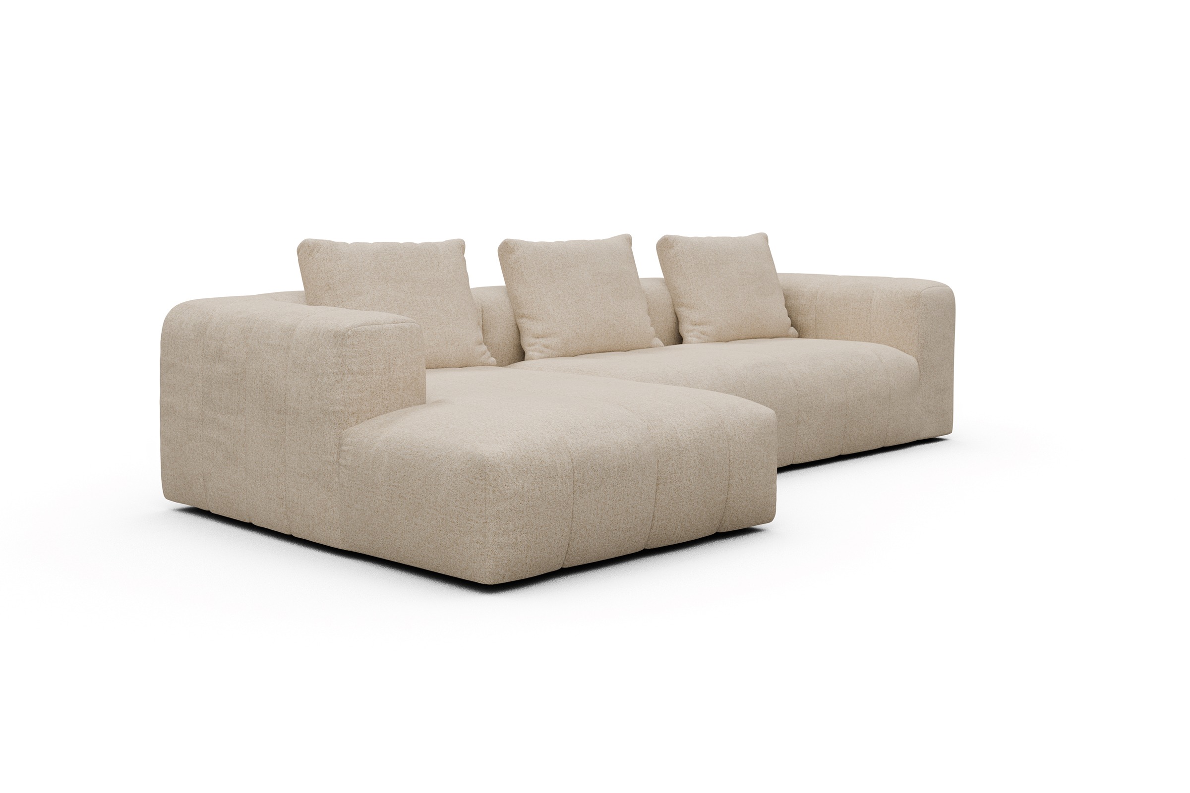 Ecksofa Hugo 2,5-Sitzer Armlehne rechts mit Chaiselongue Casone-Natural-Beige