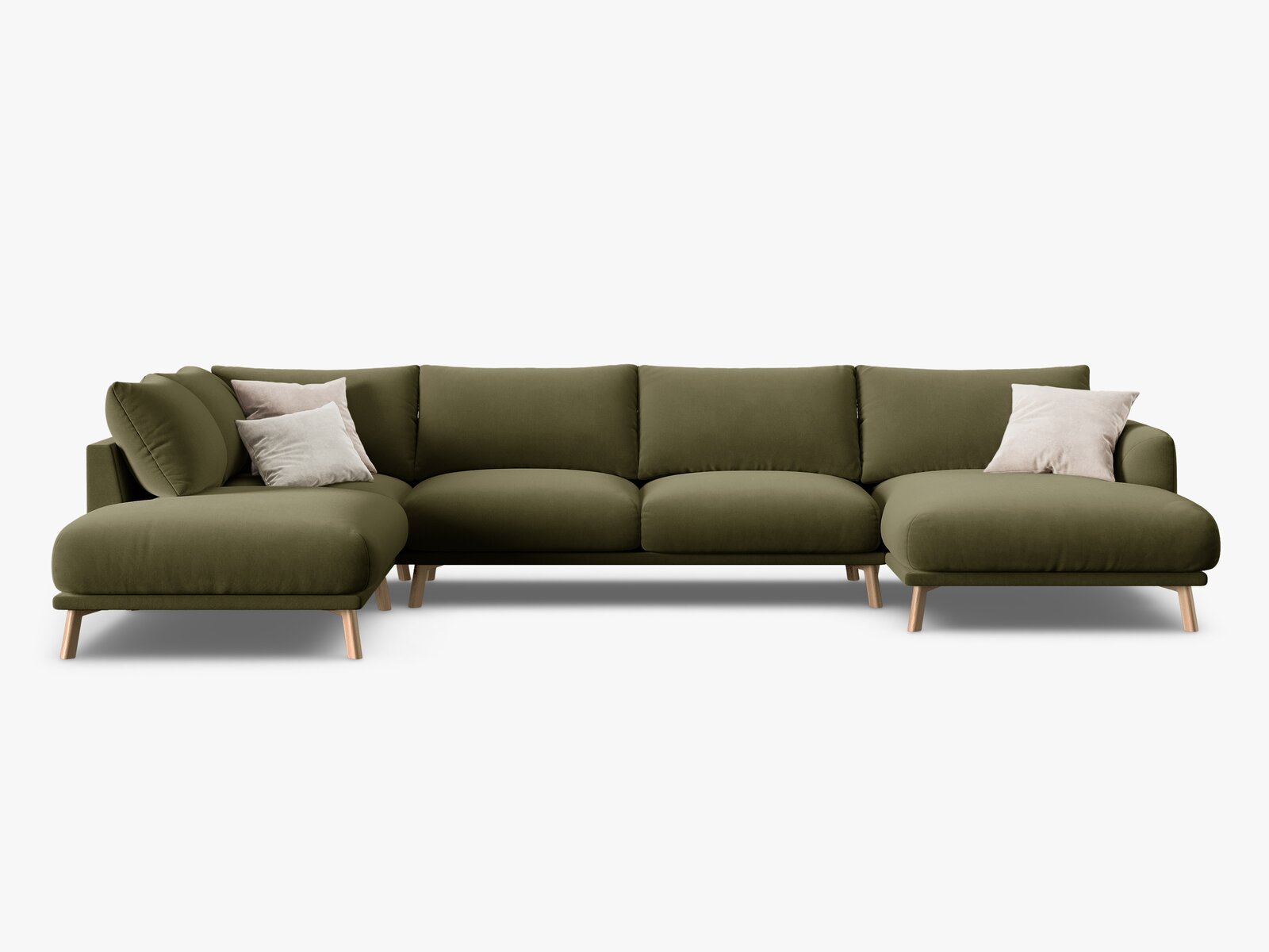 Micadoni Panorama Ecksofa Naomi 6-Sitzer Links Samt Salvador Grün