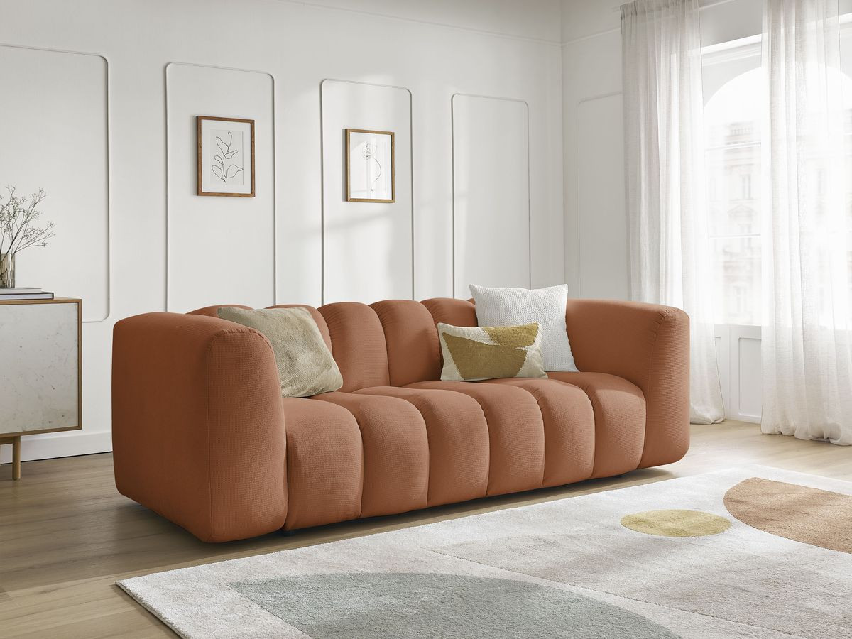 Bobochic Talia Sofa 3-Sitzer Melange-Stoff Orange