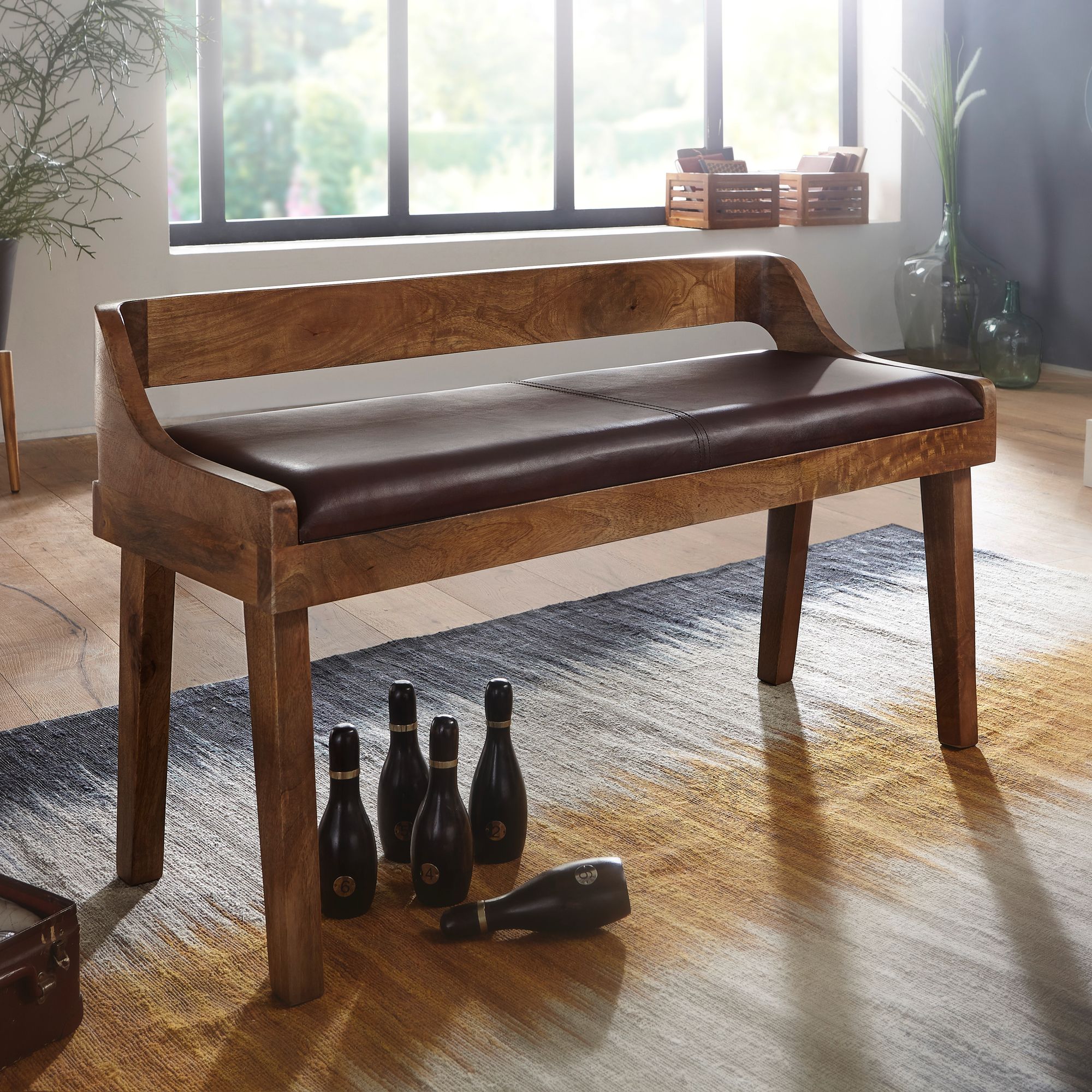Sitzbank Terndrup Echtleder Mango 108 × 43 × 63 cm