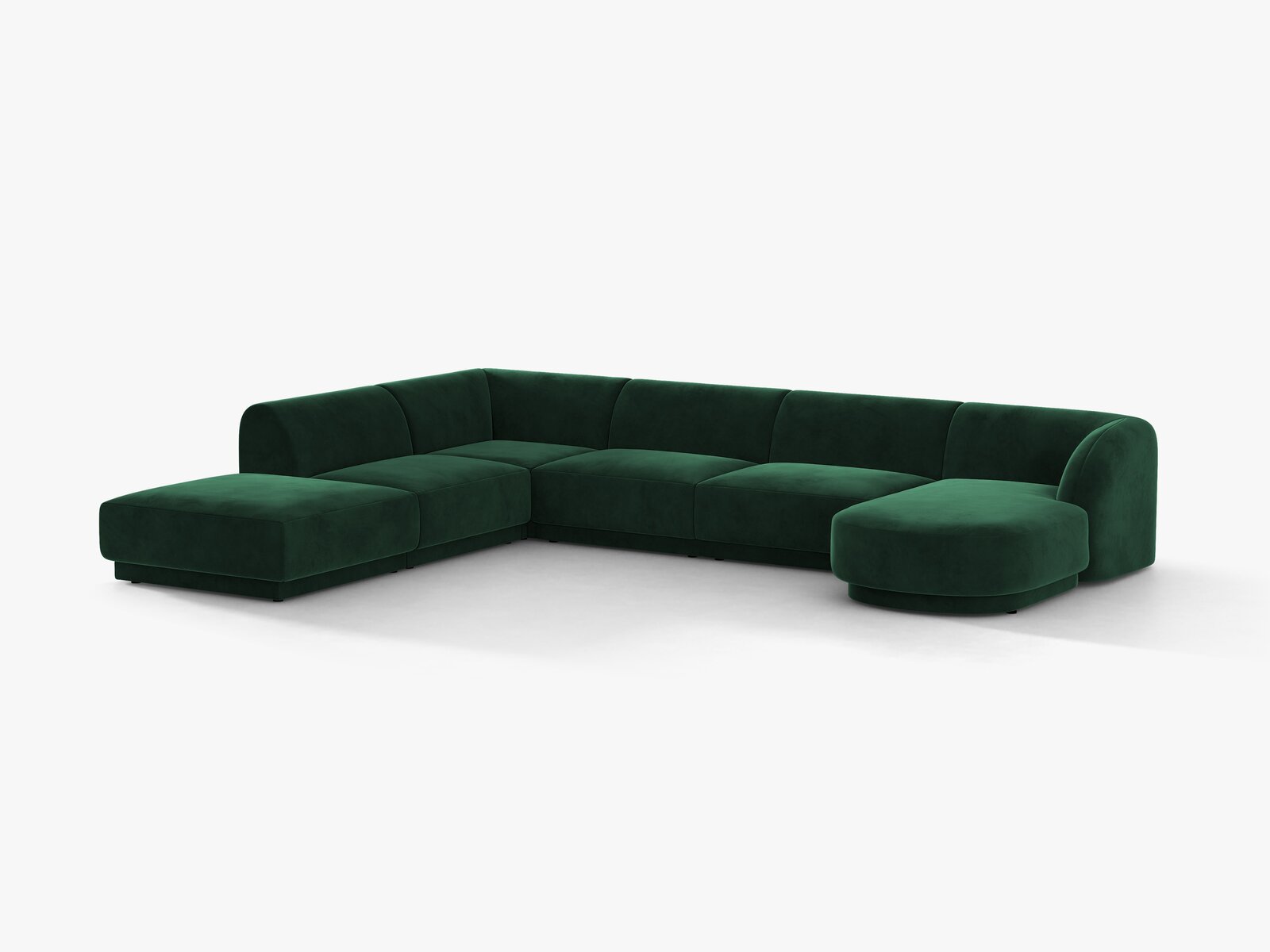 Micadoni Panorama-Ecksofa Miley 6-Sitzer Samt Bluvel Flaschengrün Links