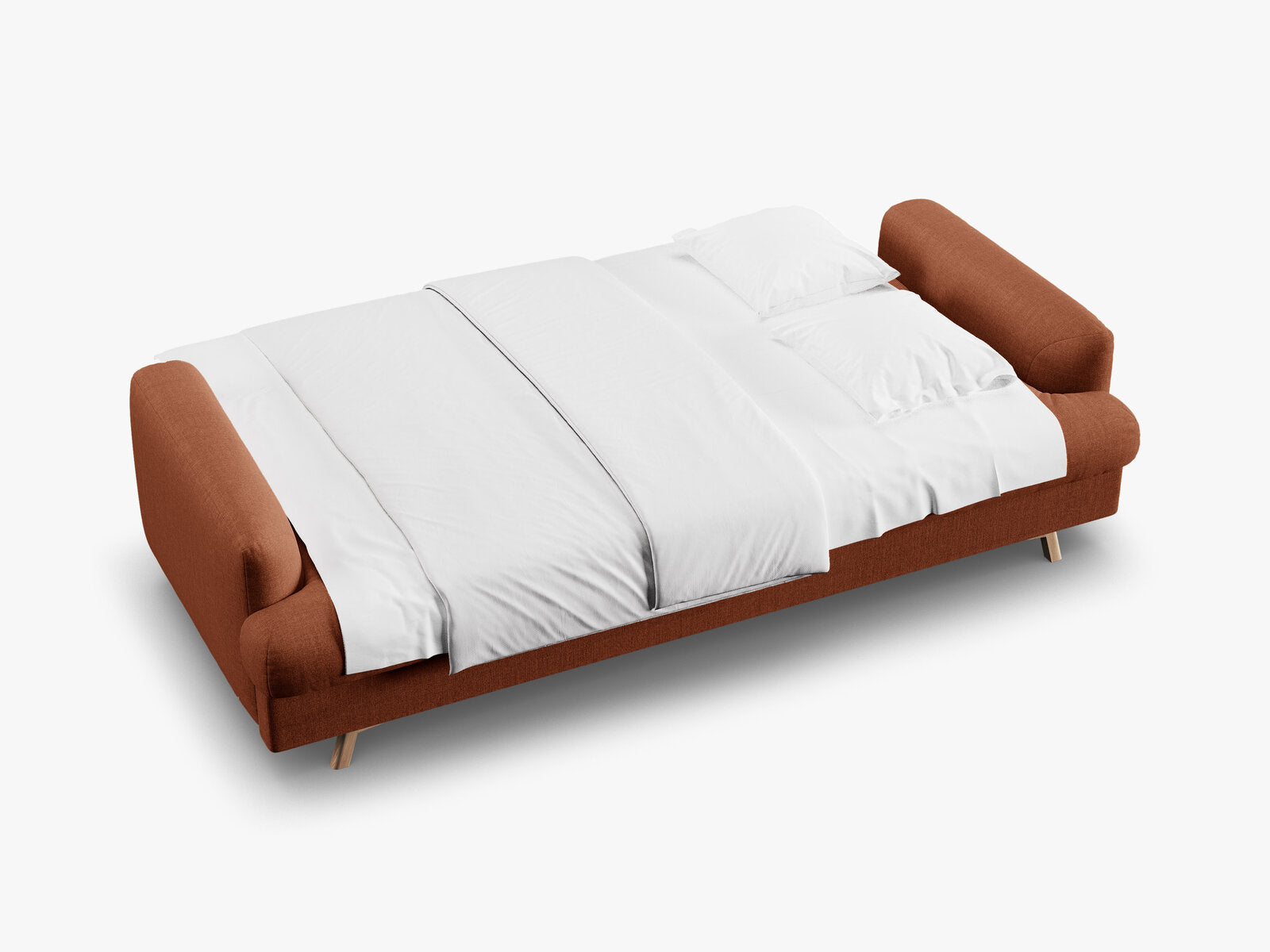 Micadoni Naomi Schlafsofa 3-Sitzer mit Bettkasten Strukturierter Stoff Liberty Ziegel