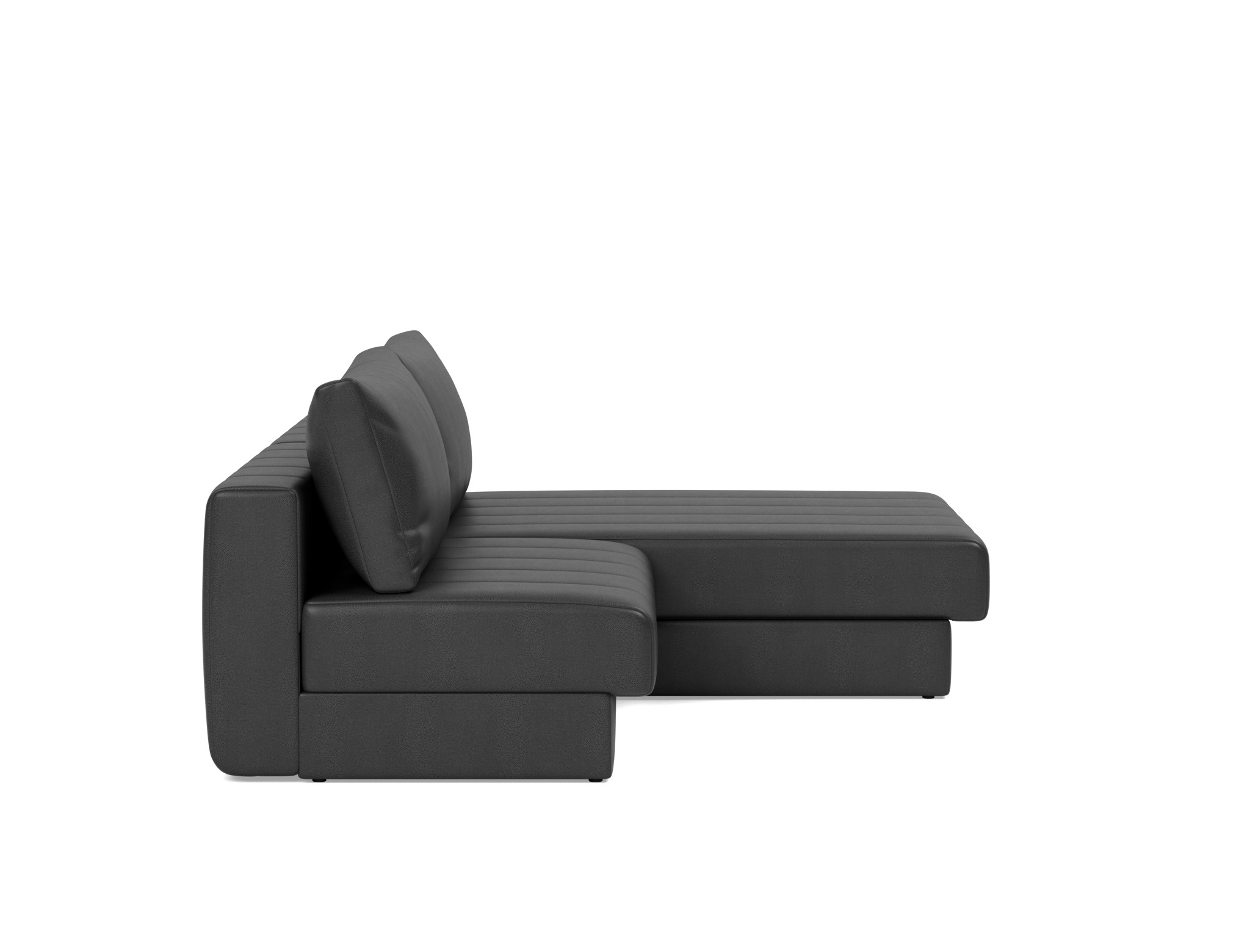 Schlafsofa Akello mit Chaiselongue Lederoptik Faunal 550-Black