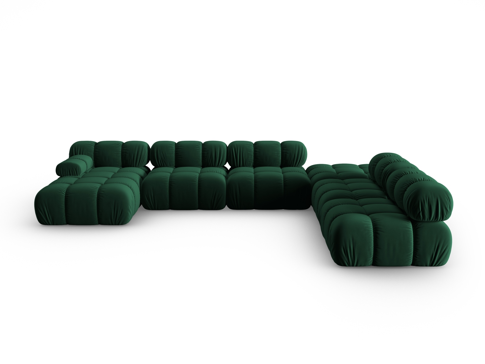 Micadoni Modulares Panorama Ecksofa Bellis 7-Sitzer Rechts Samt Bluvel Flaschengrün