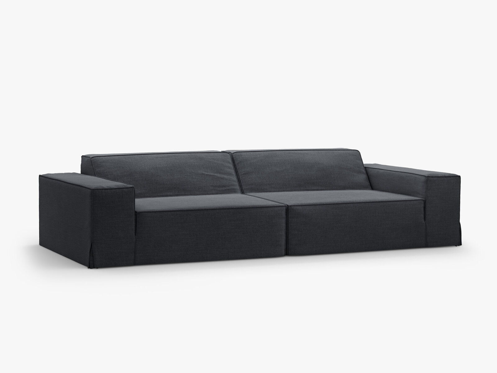Micadoni Sofa Jodie 4-Sitzer Strukturierter Stoff Lins Grau und Blau