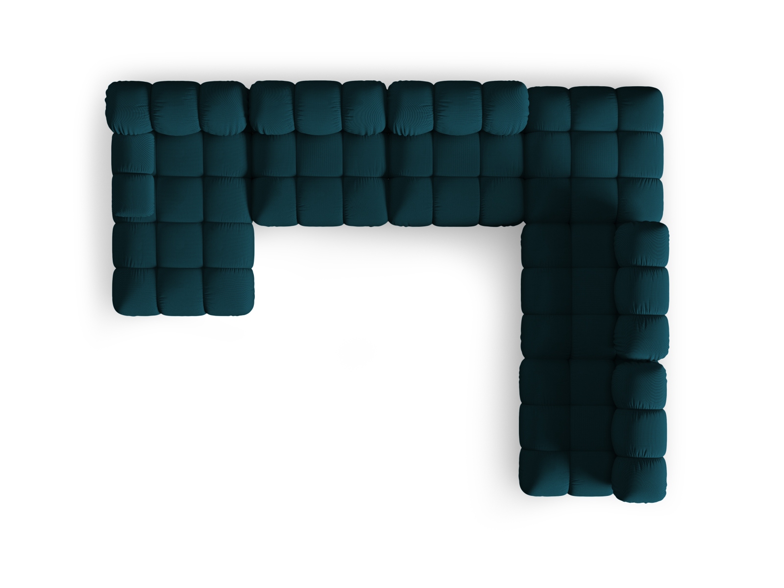 Micadoni Modulares Panorama Ecksofa Bellis 7-Sitzer Rechts 3D-Stoff Sonic Marineblau