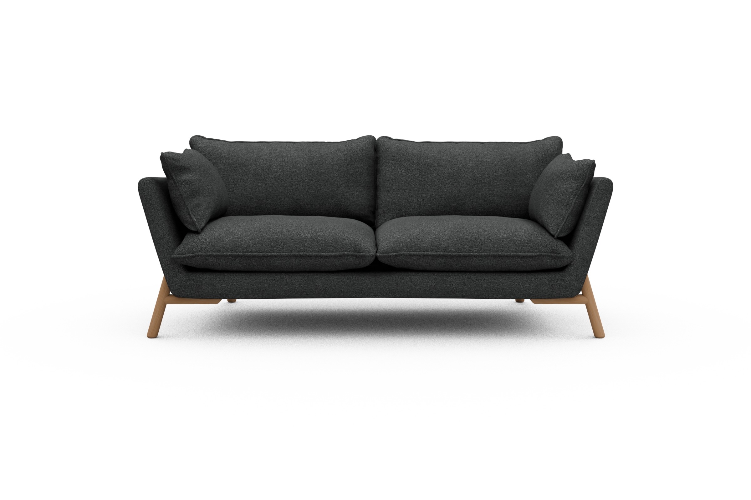 Skandi Home Sofa Emil PREMIUM 2-Sitzer Beinfarbe Eiche Natur Boucle-Charcoal moebelfaktor