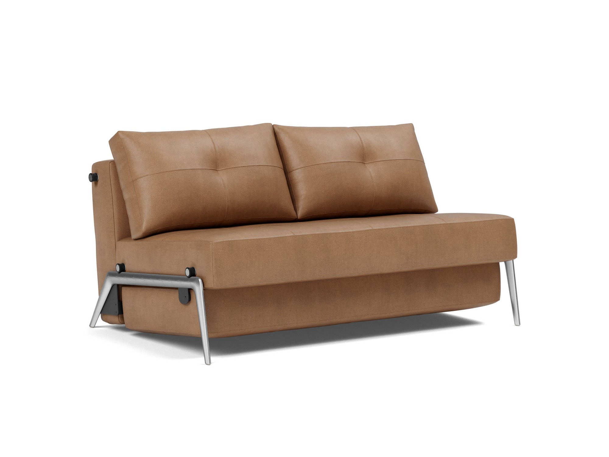Schlafsofa Cubed 140 Lederoptik Faunal 551-Brown Beine Aluminium