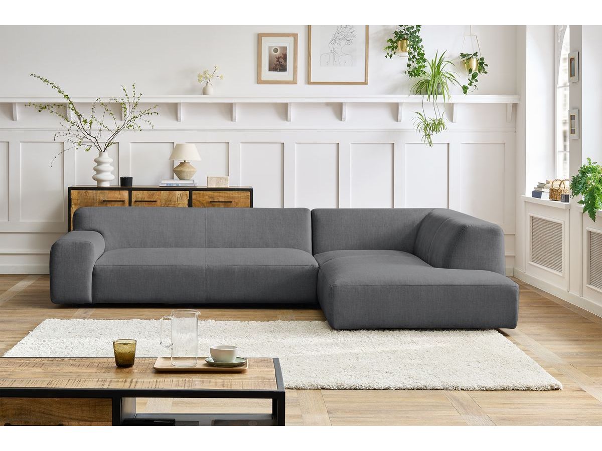Bobochic Lavena Ecksofa 312 × 220 cm Samt Dunkelgrau Ecke rechts