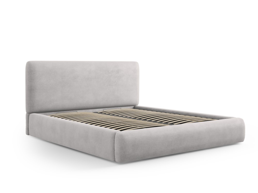 Cosmopolitan Design Stauraumbett mit Kopfteil Colonel 180x200 Chenille Rebel Hellgrau