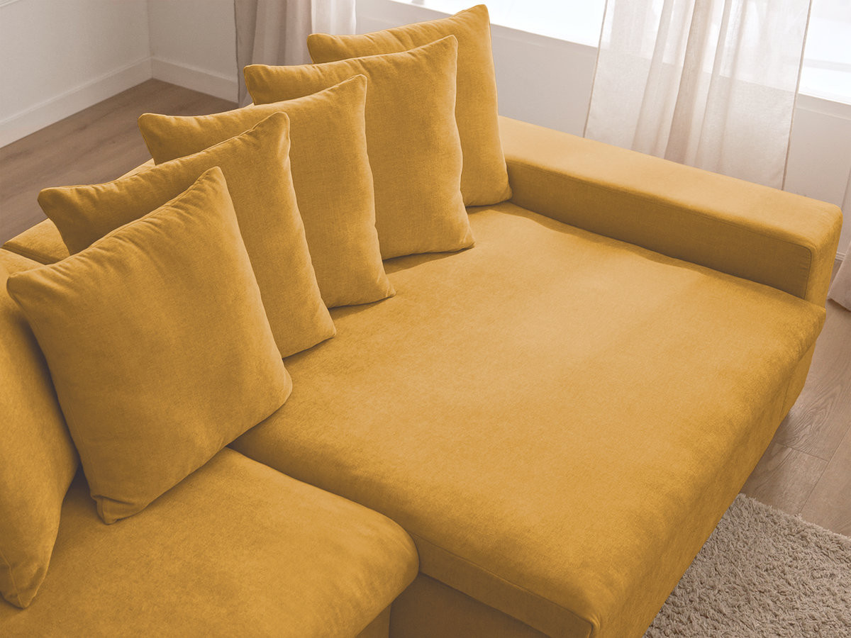 Bobochic Enore Ecksofa 330 × 100 cm Stoff Gelb Ecke rechts