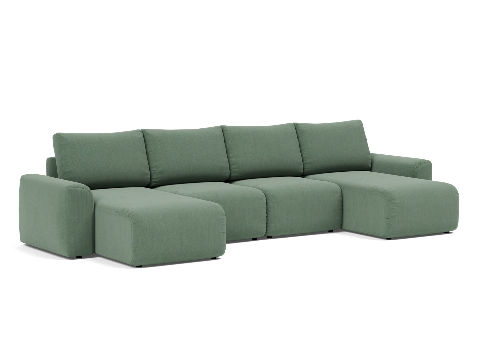 Schlafsofa Norum U-Form mit Chunky-Armlehnen Flachgewebe Elegance 518-Green