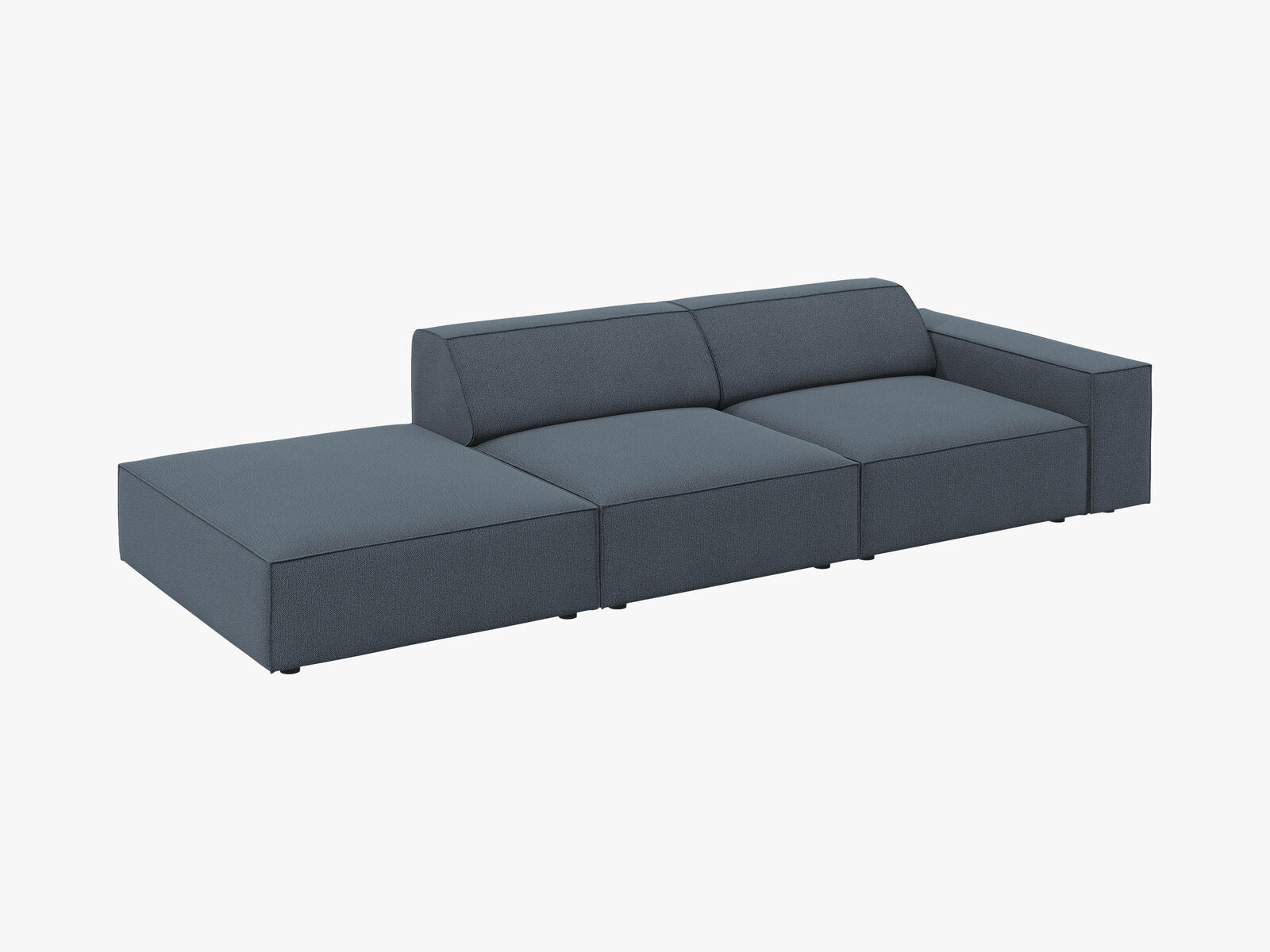 Micadoni Sofa Jodie 3-Sitzer Links Strukturierter Stoff Megan Blau