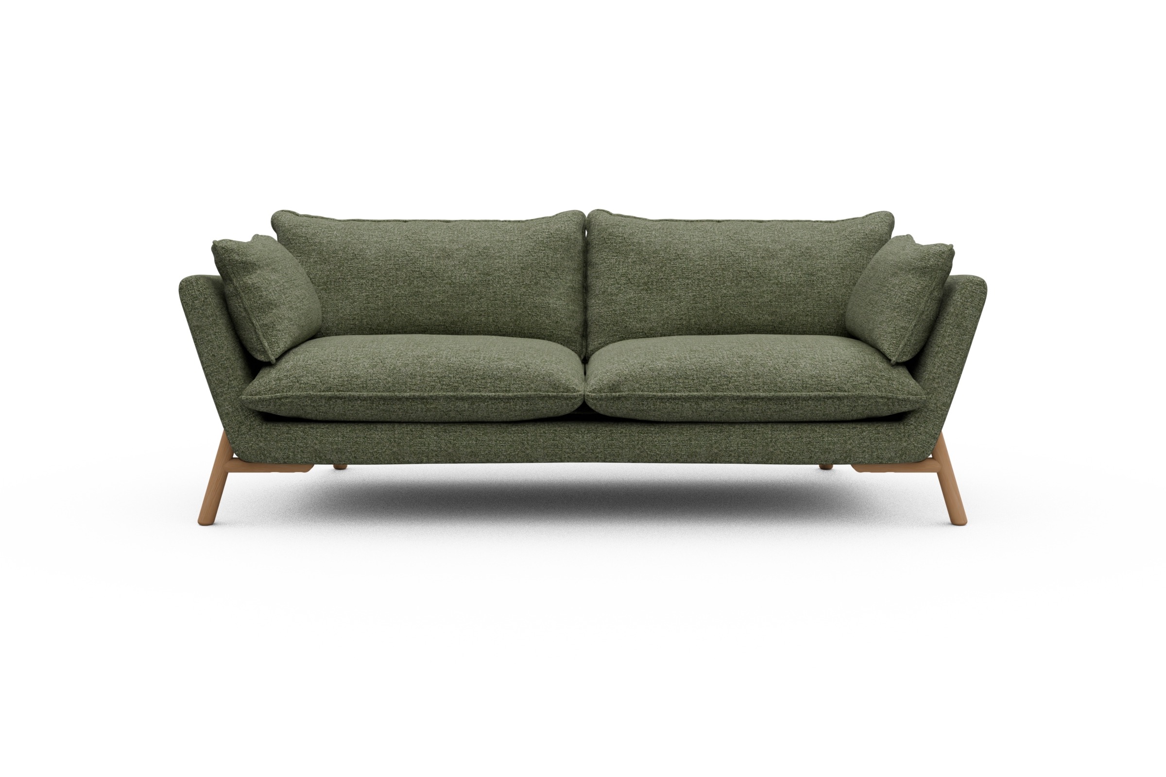 Skandi Home Sofa Emil PREMIUM 3-Sitzer Beinfarbe Eiche Natur Carreno-Vivid-Green moebelfaktor