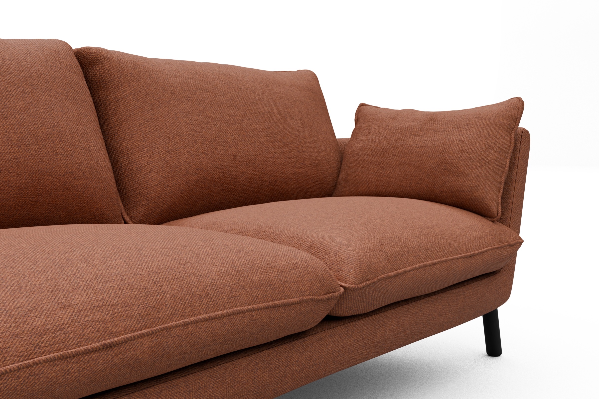 Sofa Emil 2-Sitzer Beinfarbe Eiche Schwarz Weda-Rust