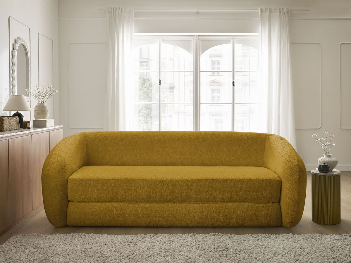 Bobochic Neyo Schlafsofa 3-Sitzer Strukturstoff Gelb