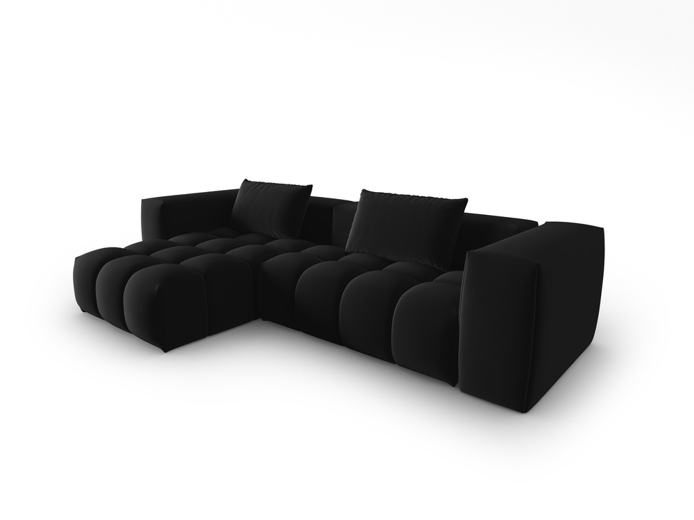 Cosmopolitan Design Ecksofa Verona 3-Sitzer Samt Casino Schwarz Links