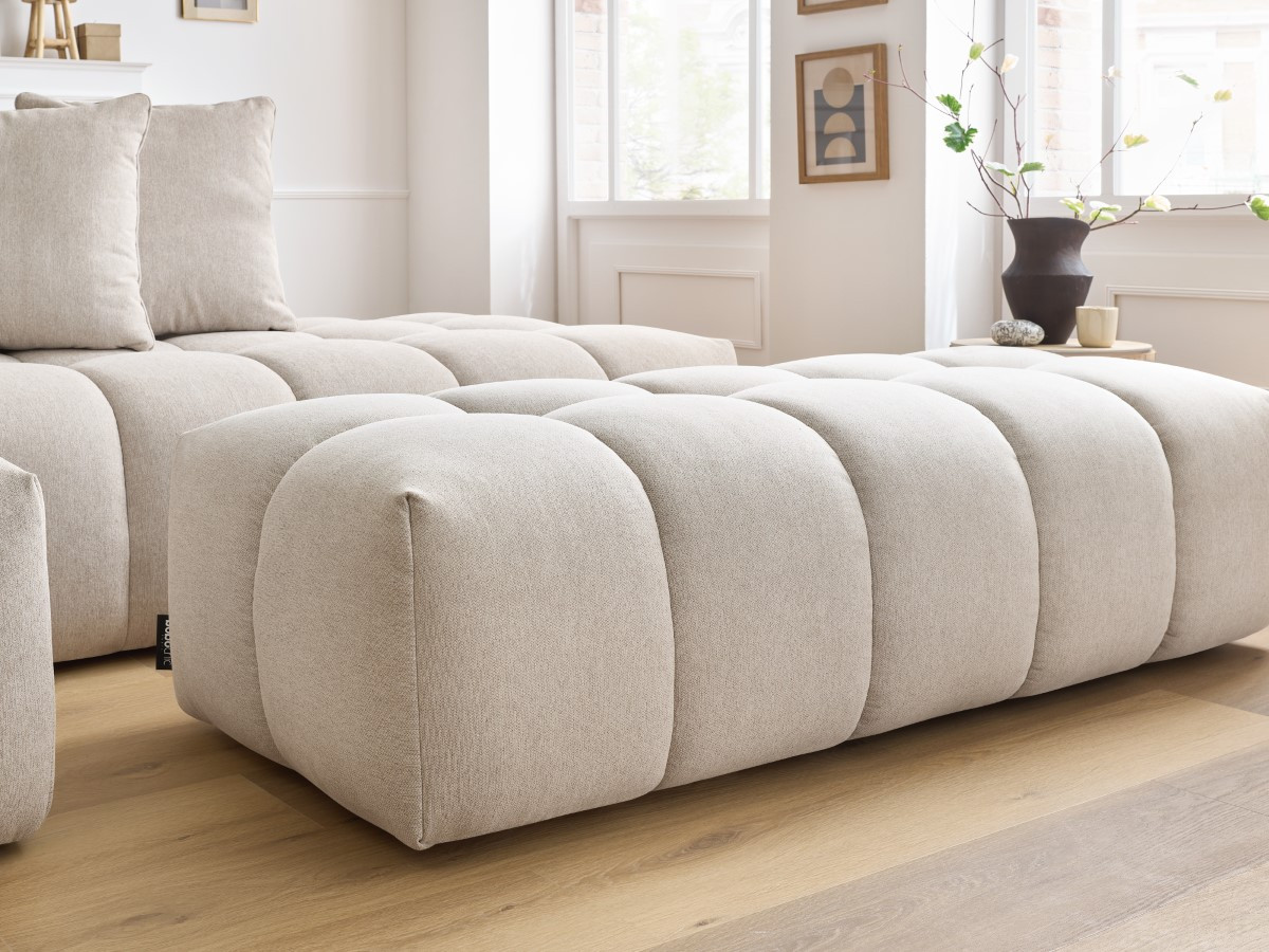 Bobochic Mont-blanc Ecksofa mit Pouf Melange-Stoff Beige Ecke links