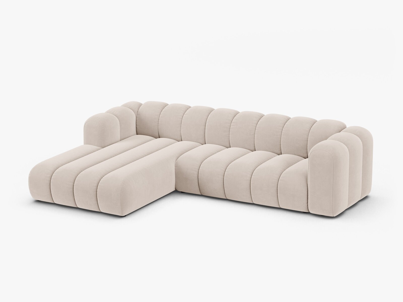 Micadoni Modulares Ecksofa Lupine 4-Sitzer Samt Venus Helles Beige Links