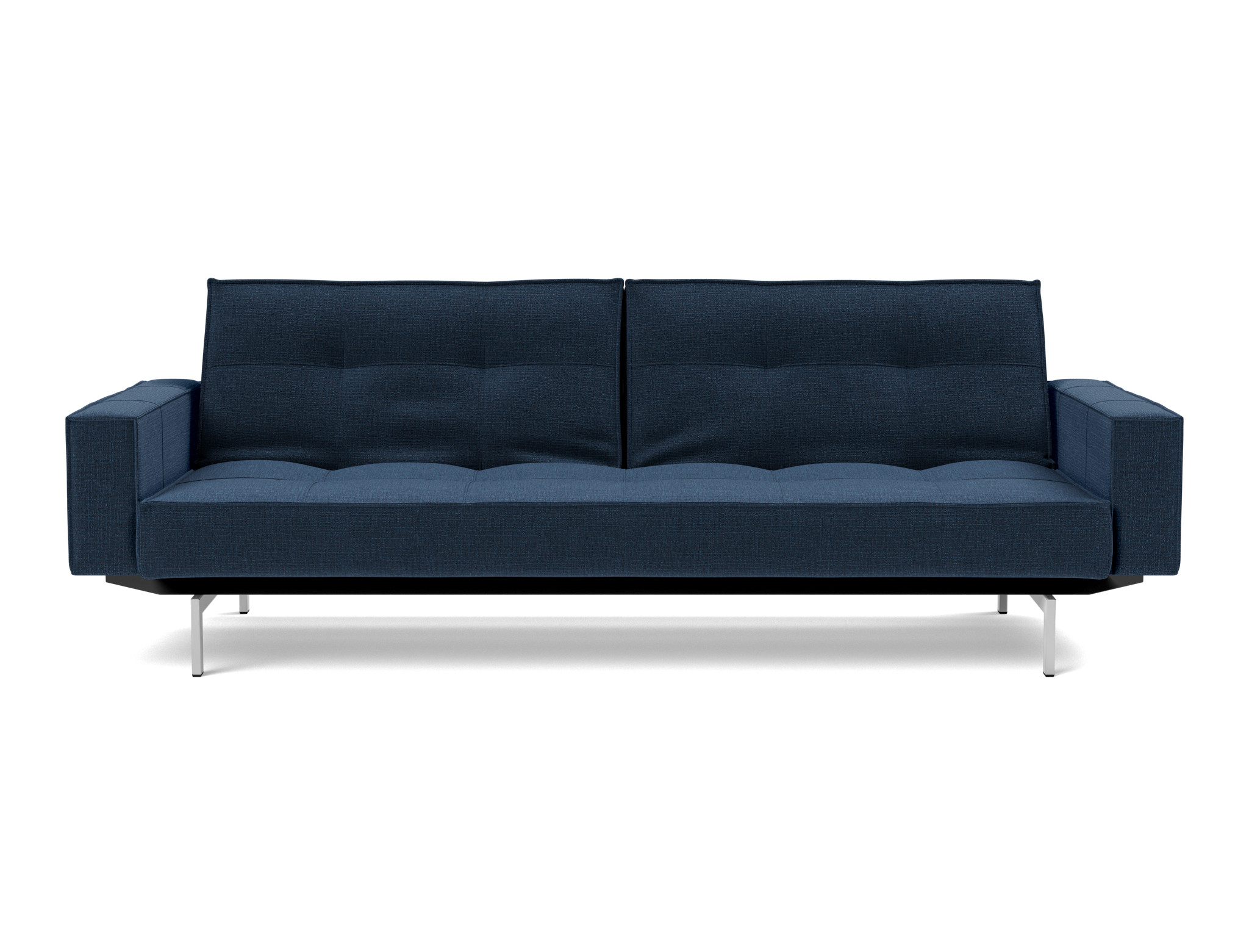 Schlafsofa Splitback mit Armlehnen Chenille Esina 414-Indigo-Blue Beine Chrom