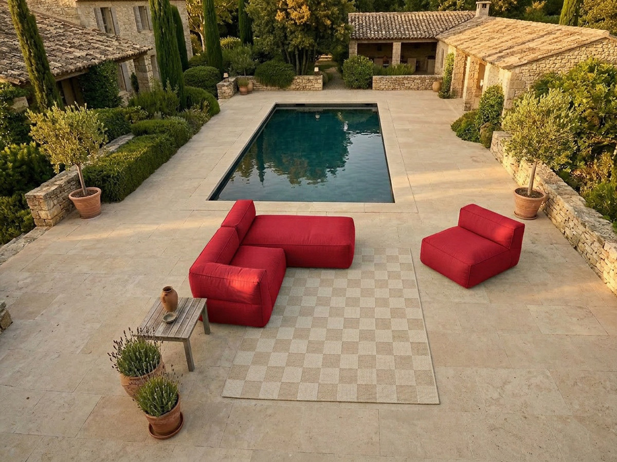Bobochic Giulia Gartensofa 3-Sitzer 240 × 170 cm Stoff Rot