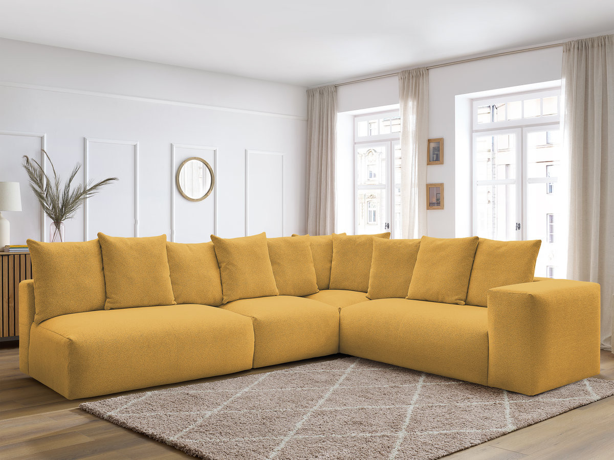 Bobochic Voltaire Ecksofa 322 × 268 cm Melange-Stoff Gelb Ecke rechts