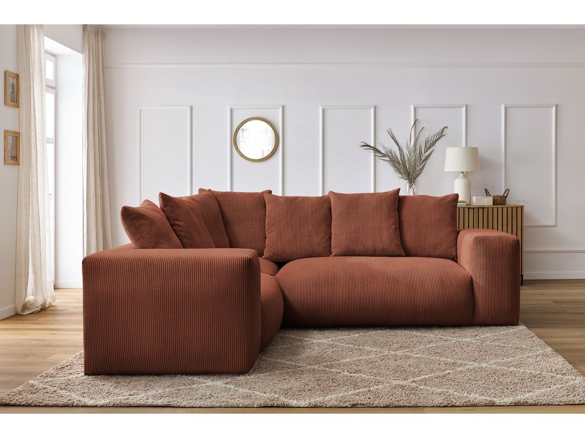 Bobochic Voltaire Ecksofa 268 × 214 cm Cordsamt Orange Ecke links