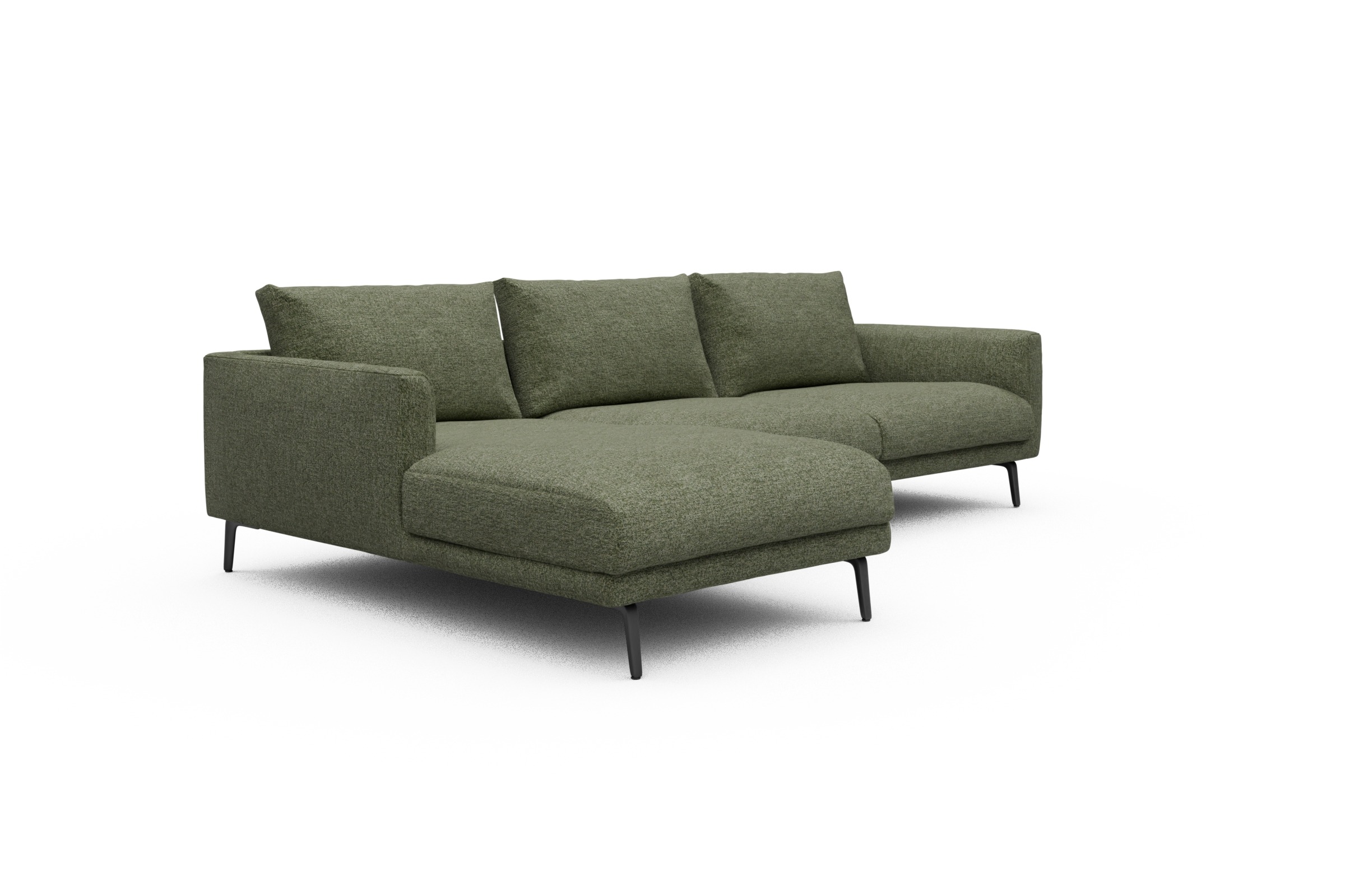Ecksofa Karl Chaiselongue links mit 2,5-Sitzer Carreno-Vivid-Green