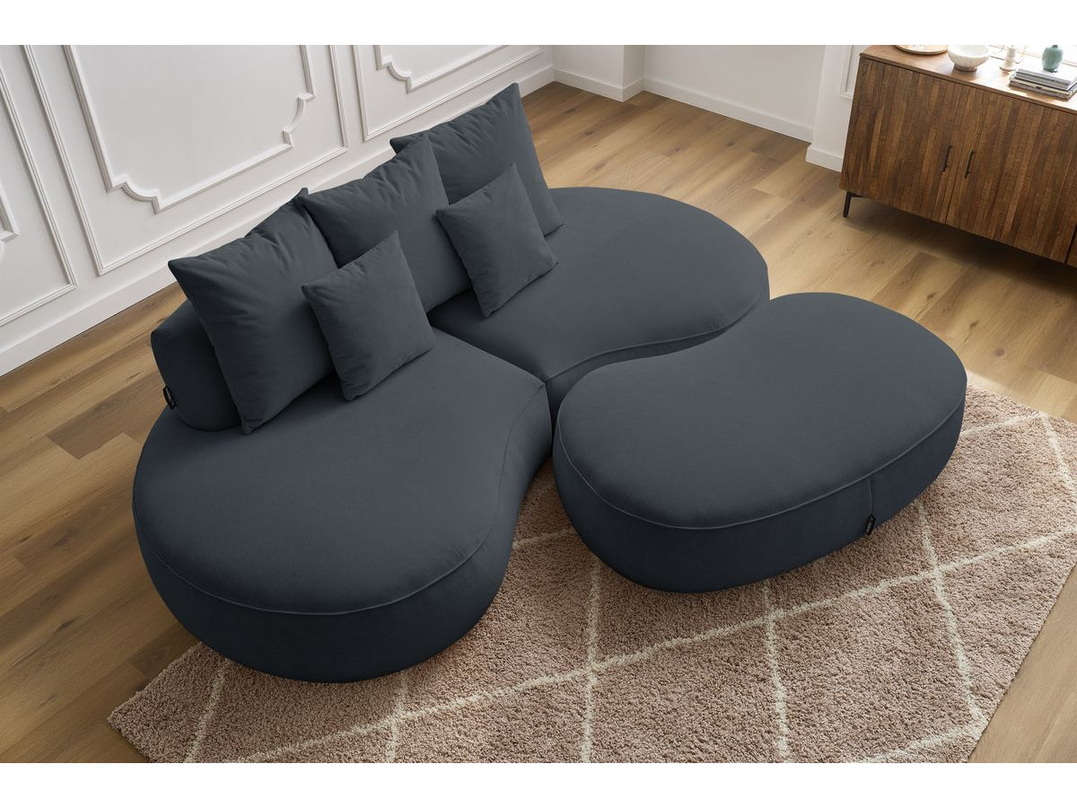 Bobochic Saint-germain Sofa 5-Sitzer mit Pouf Strukturstoff Dunkelgrau