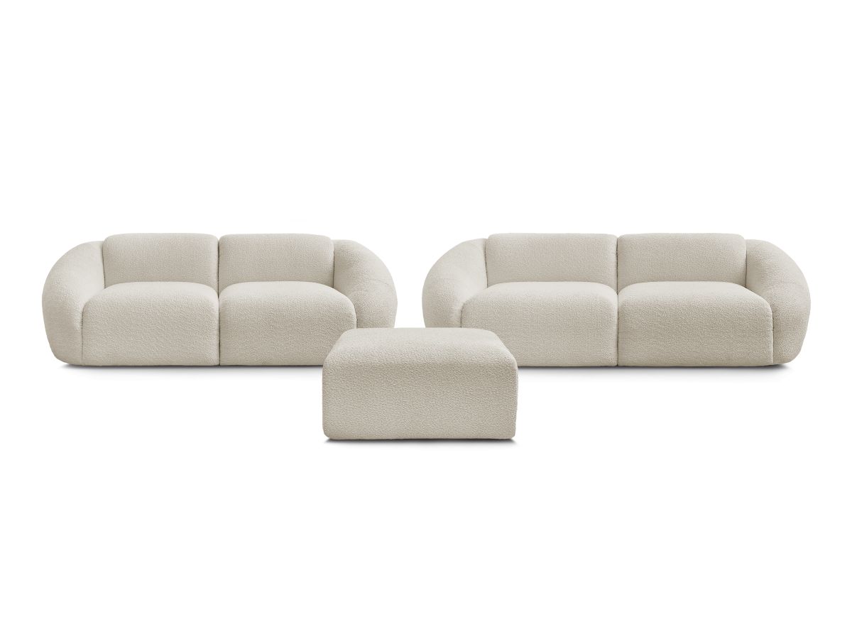 Bobochic Tina Sofa 6-Sitzer mit Pouf Bouclé-Stoff Beige