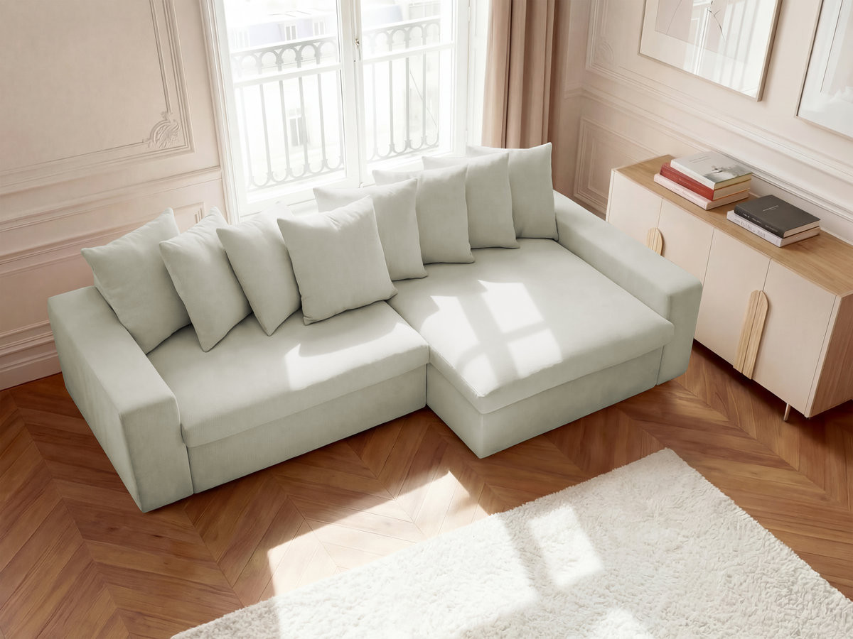 Bobochic Enore Ecksofa 330 × 100 cm Stoff Beige Ecke rechts