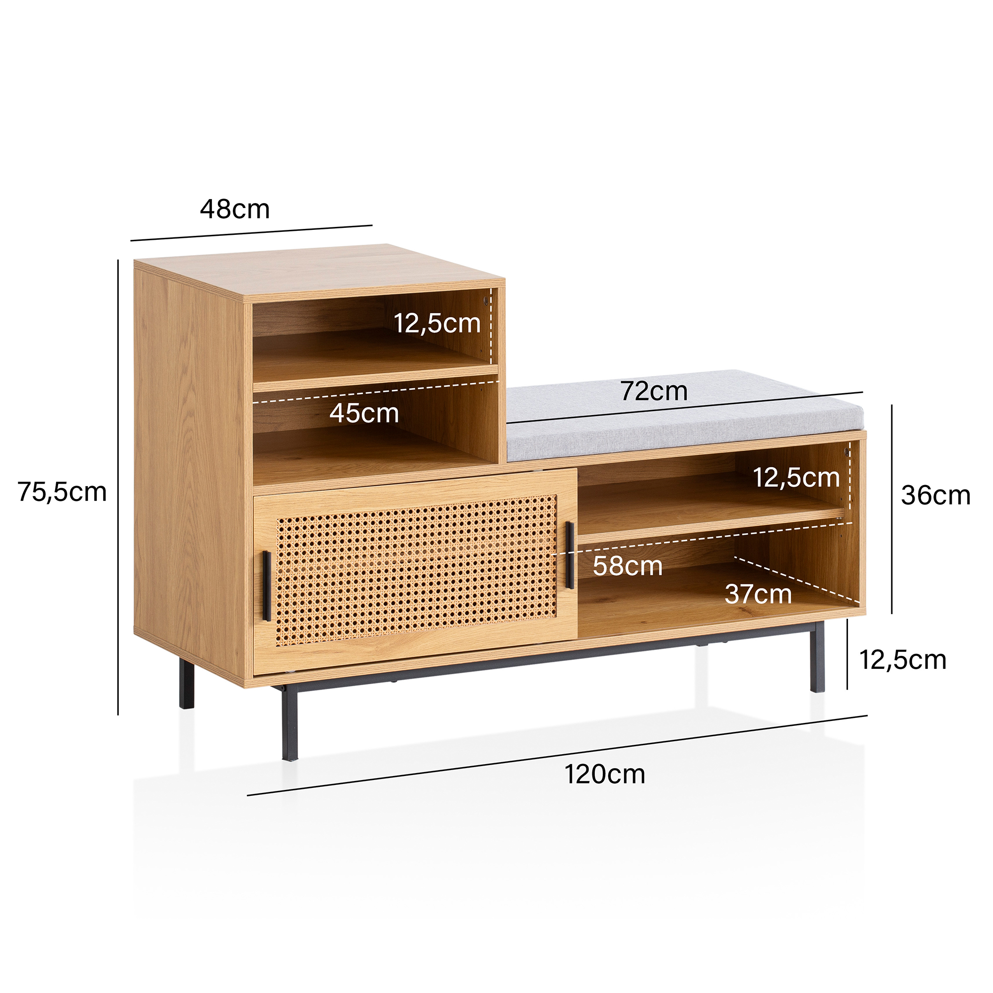 Schuhbank Eggedal Braun 120 × 40 × 75,5 cm