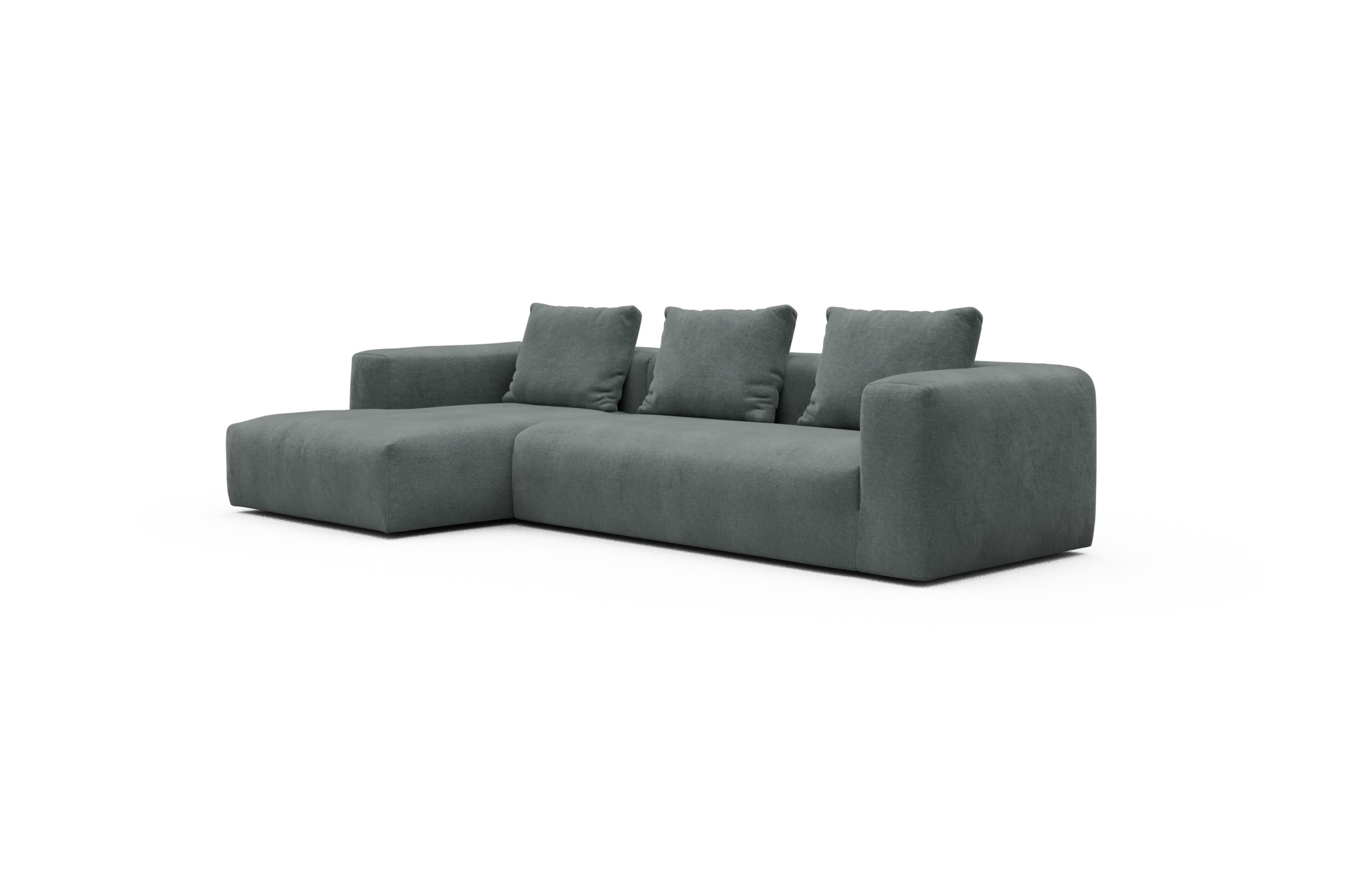 Ecksofa Fred Chaiselongue links mit 2,5-Sitzer Smooth-Silver-Grey